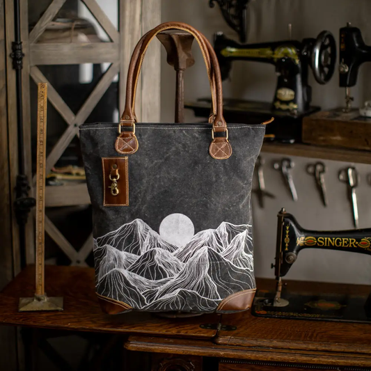 Mountains Upcycled Canvas Tote Bag