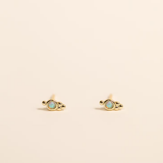 Tri Ball Stud Earrings - Fire Opal