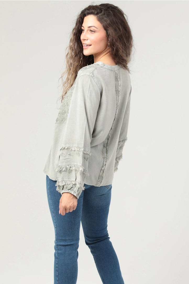 Embroidered V-Neck Blouse