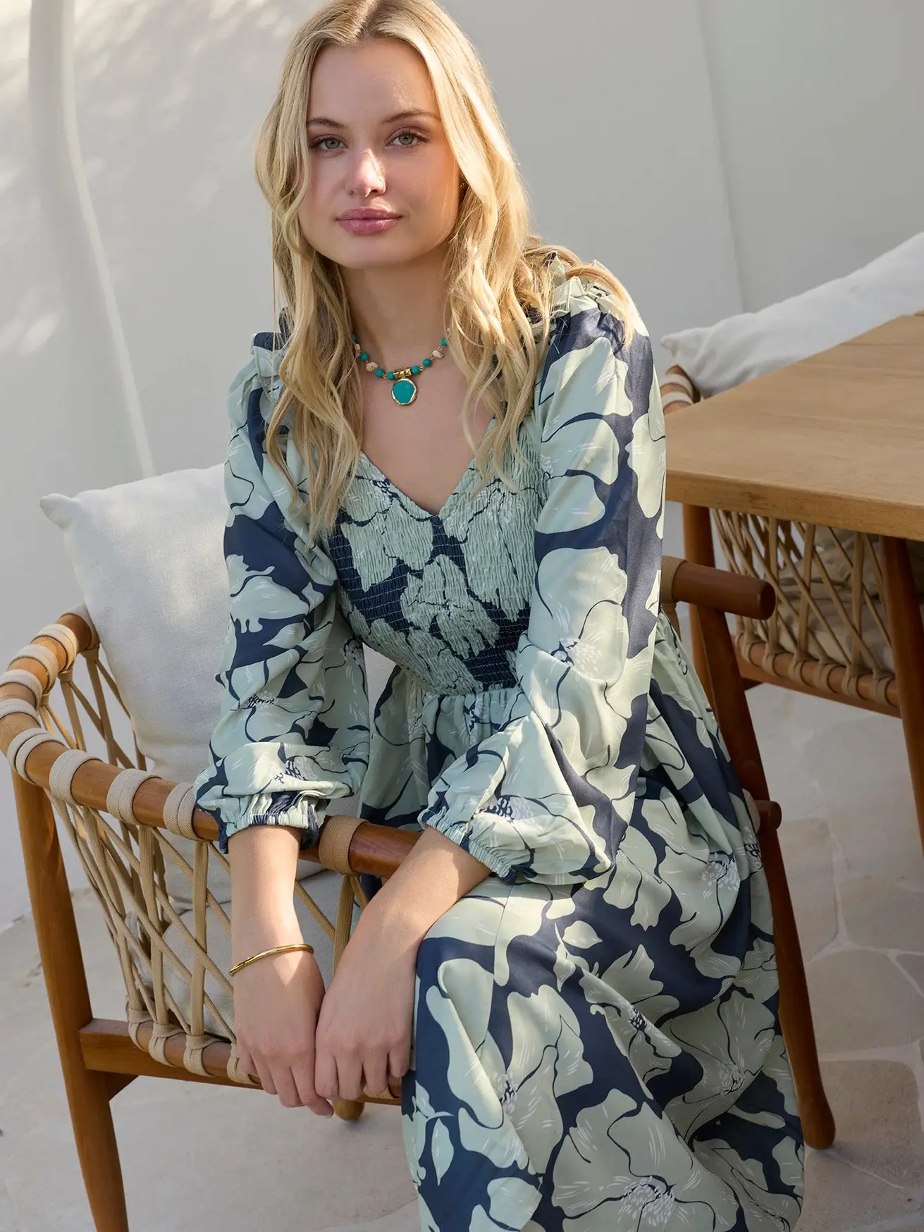 Wildmint Ruffle Smocking Dress
