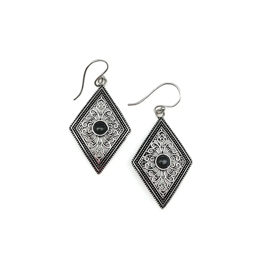 Tanvi Filigree Diamond Earrings - Black Onyx