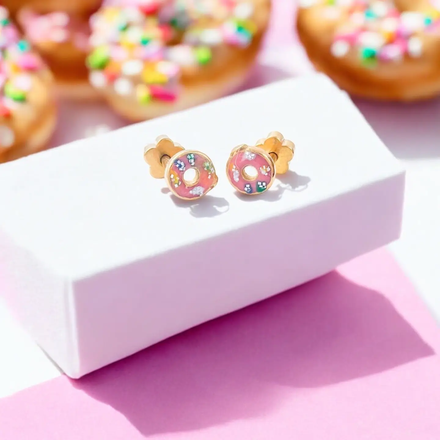 Sprinkle Donuts Tiny Screw Back Earrings