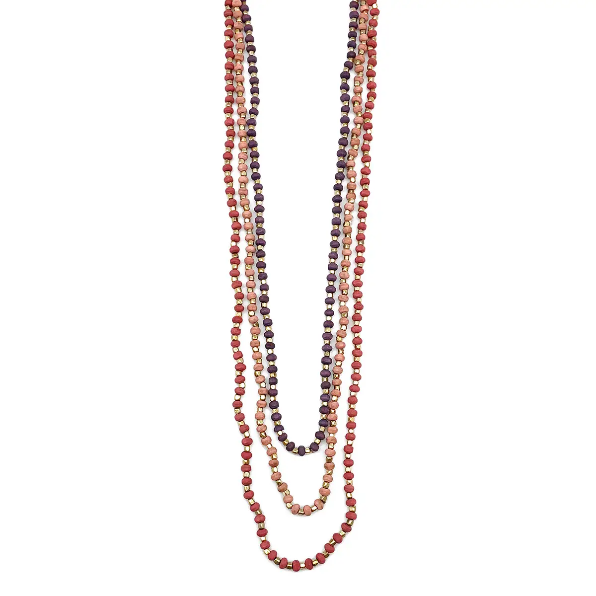 Sachi Mulberry Three Strand Long Necklace