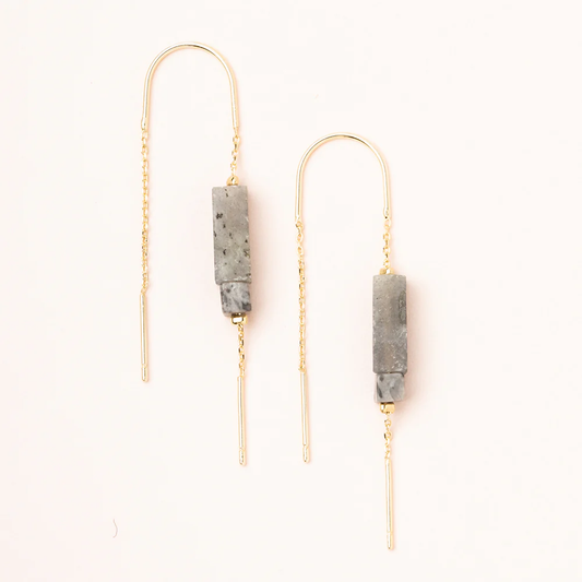 Stone Threader Earrings Labradorite