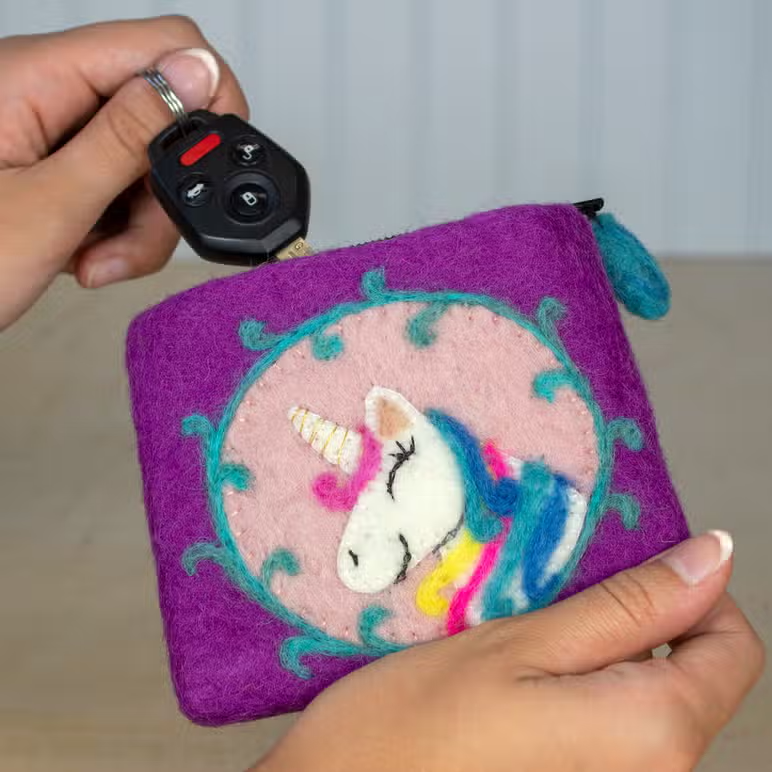 Felted Coin Purse - Unicorn