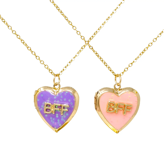 Girls Best Friends BFF Heart Locket Necklace Set