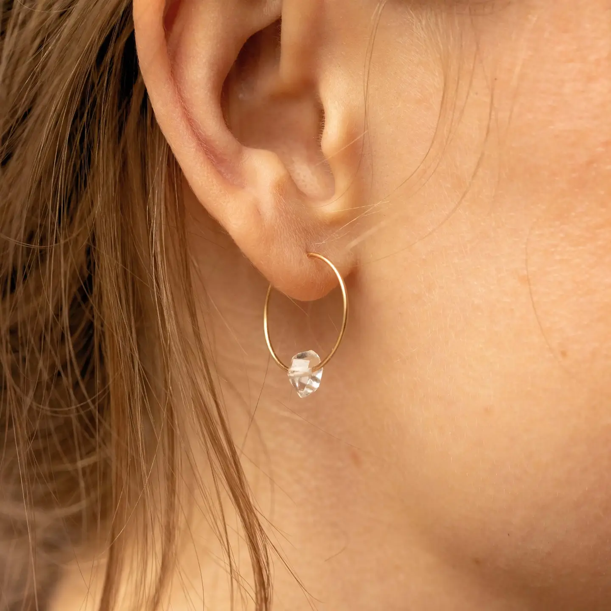 Herkimer Diamond Hoop Earrings for Tranquility