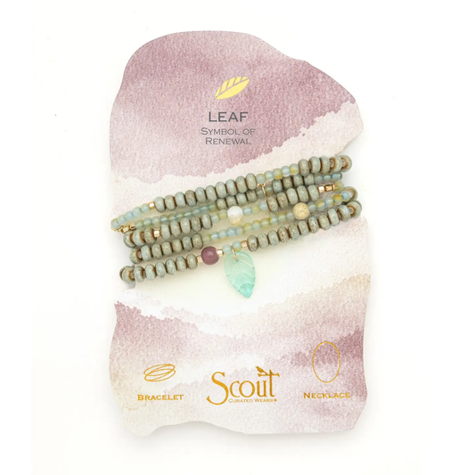 Ceramic Bead Wrap Bracelet/Necklace: Renewal/Leaf