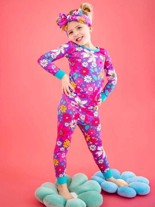 Retro Blooms Kids Bamboo Pajamas