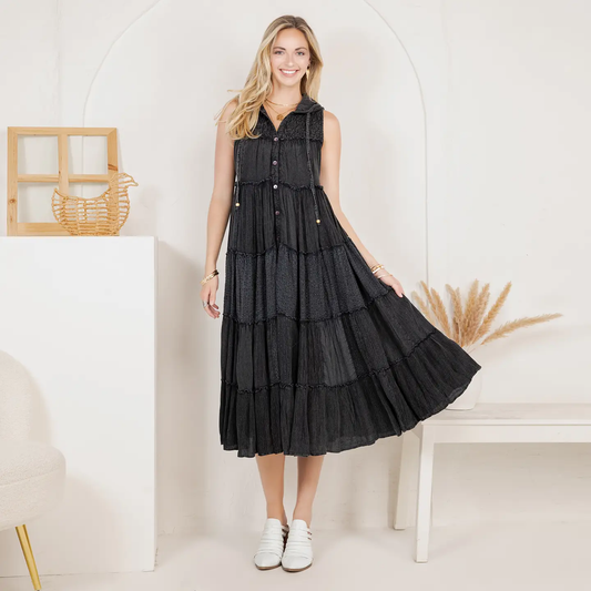 Boho Tiered Sleeveless Maxi Dress