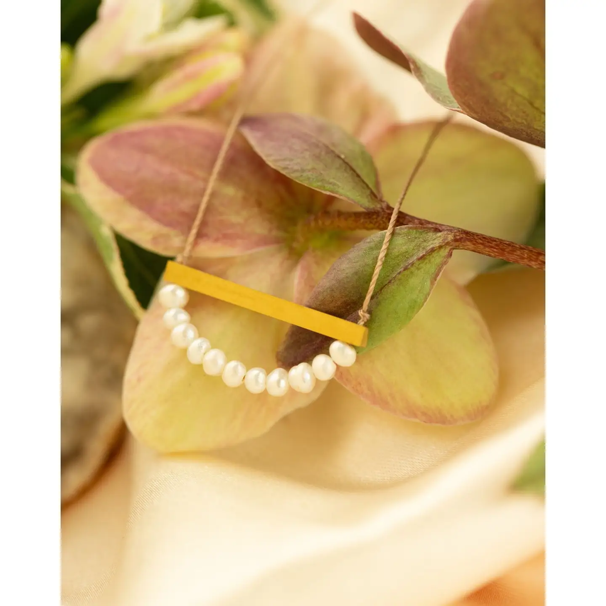 Pearl Gold Bar Necklace For Goddess
