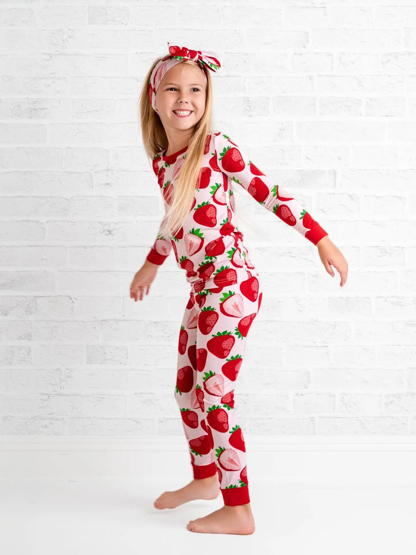Berry Sweet Strawberries Kids Bamboo Pajamas