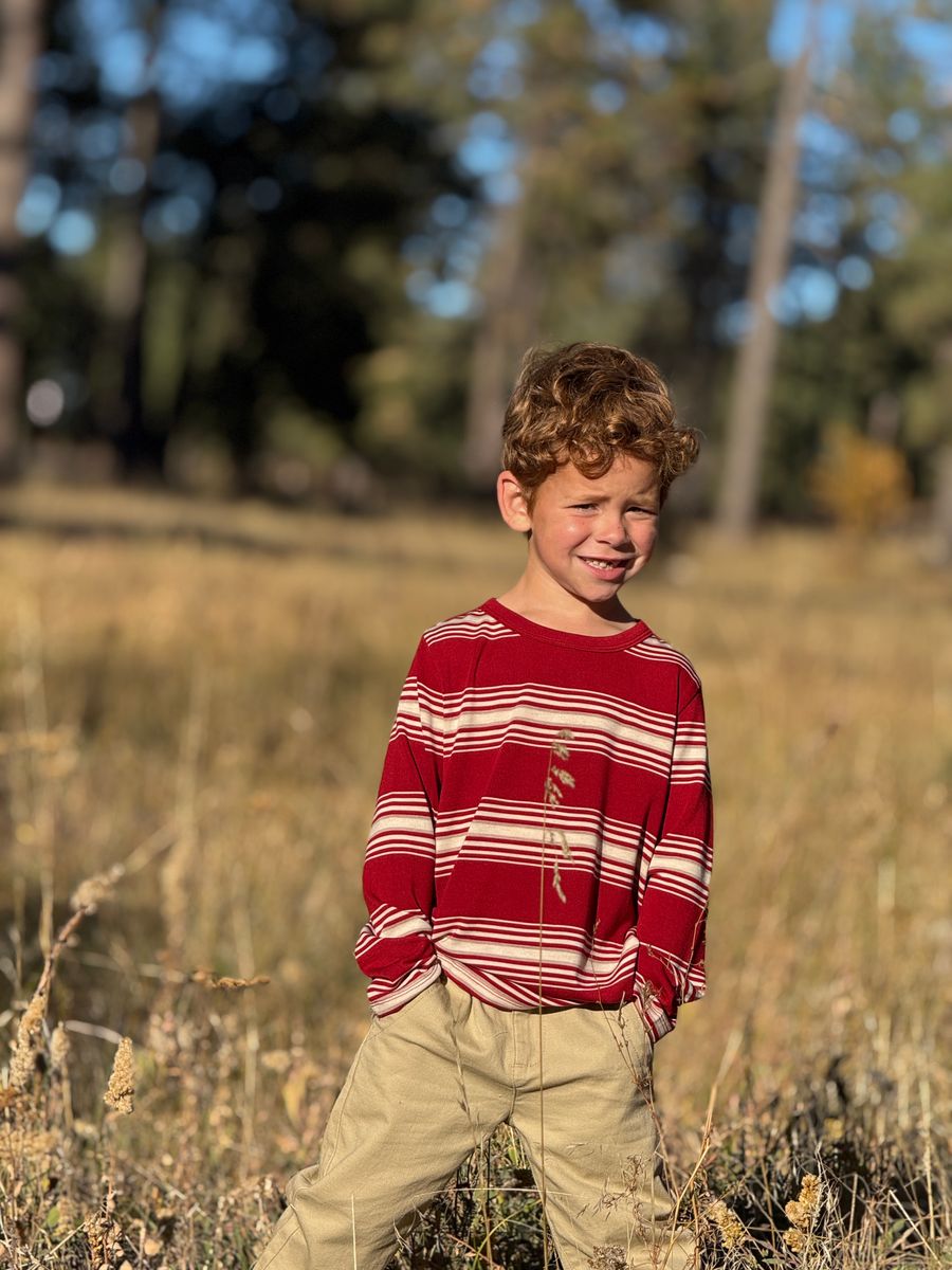 Boys Toby Rust/Cream Striped Top