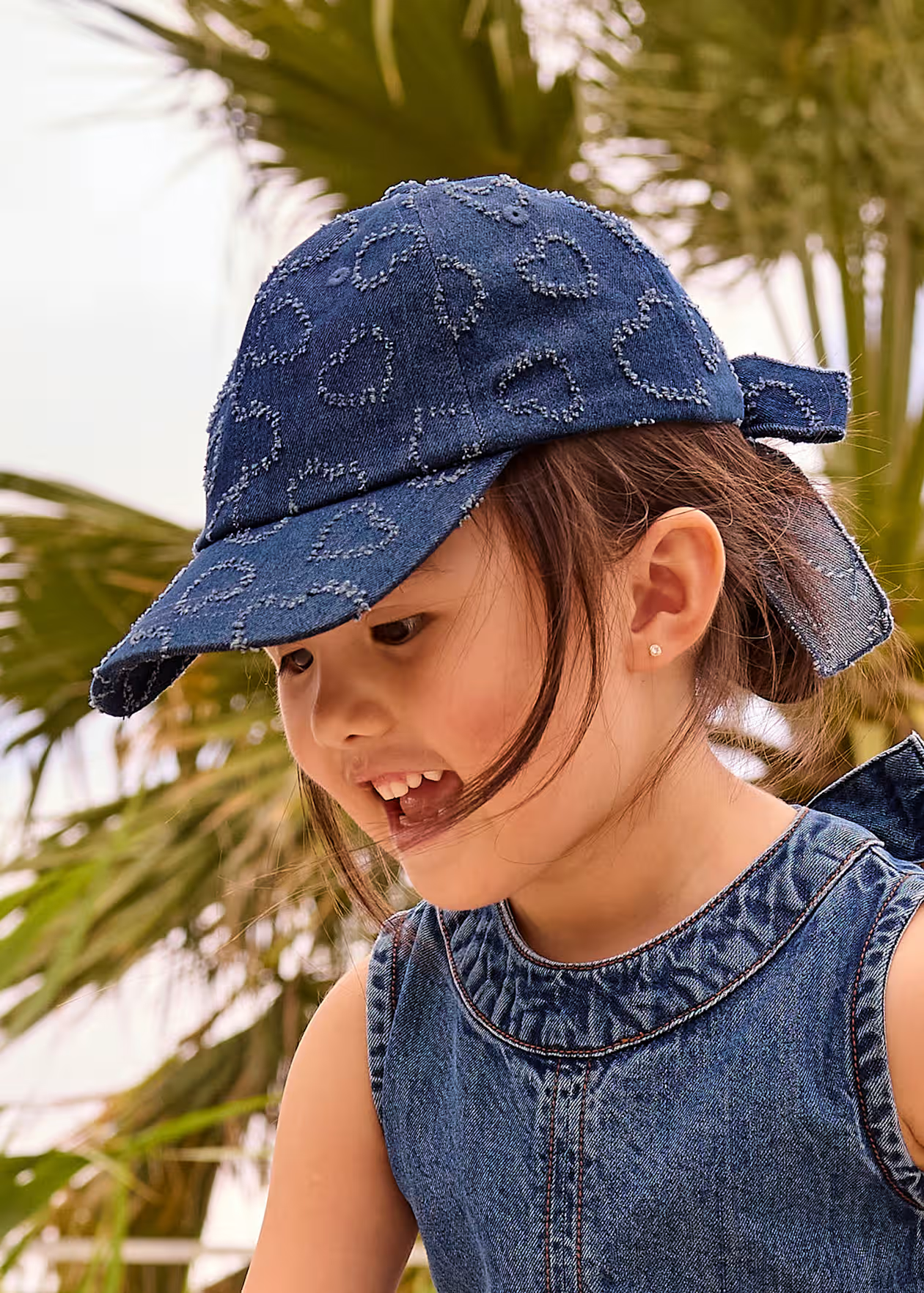 Girls Denim Heart Cap