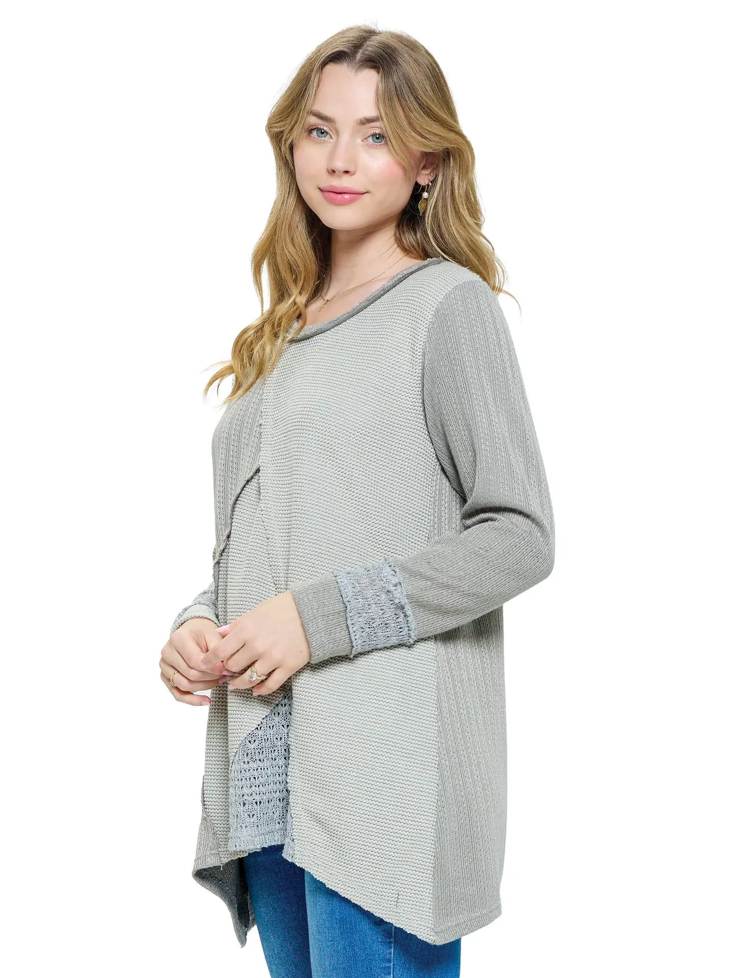 Patchwork Textured Ribbed Tunic