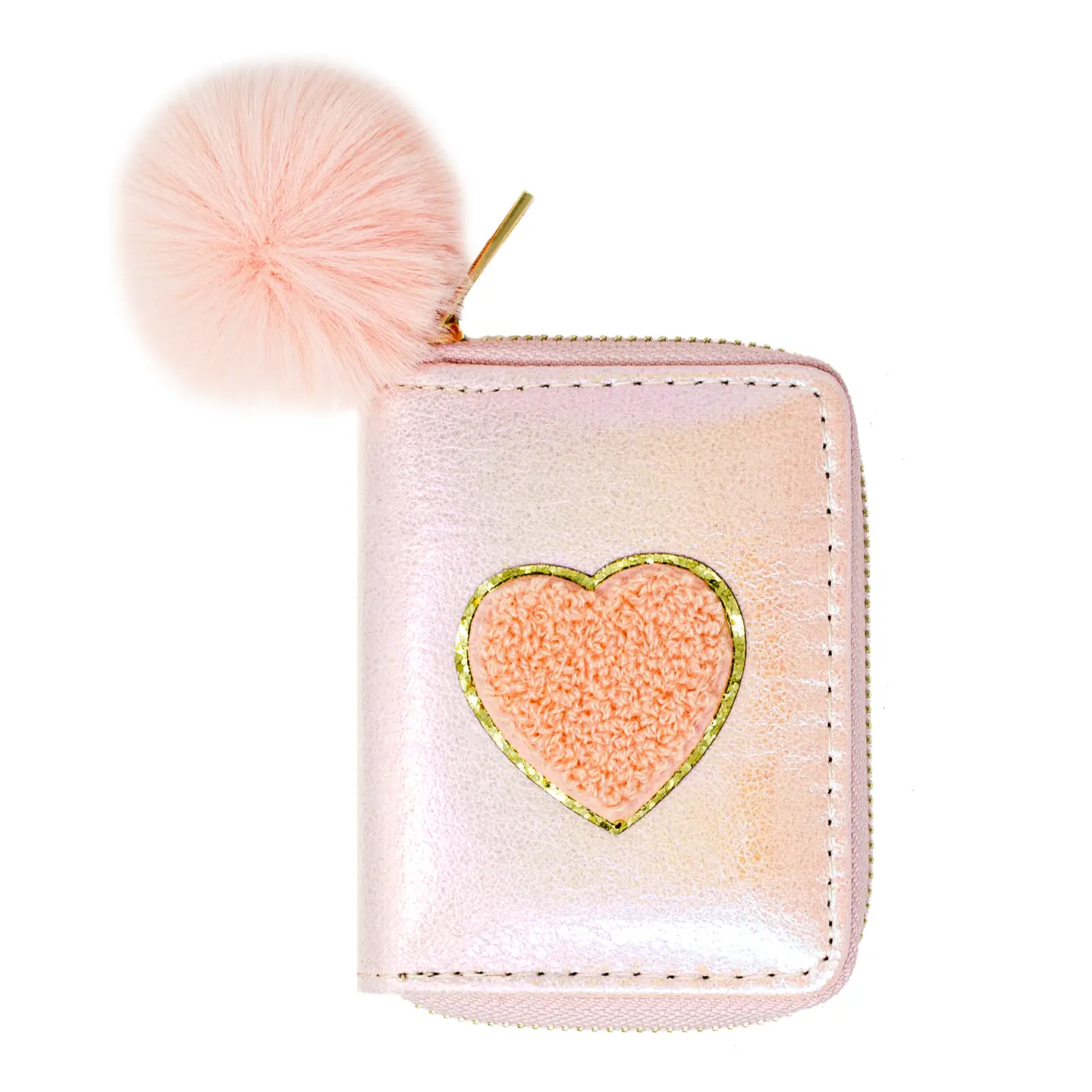 Girls Shiny Heart Patch Wallet