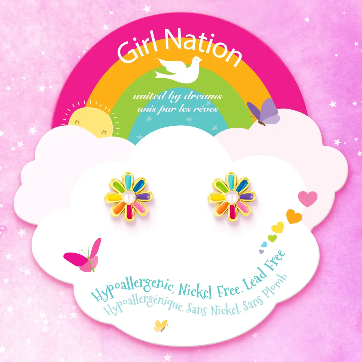 Rainbow Daisy Stud Earrings
