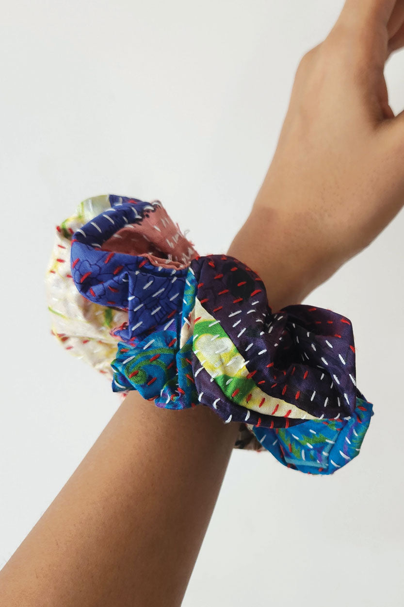 Silk Kantha Scrunchies Set of 2