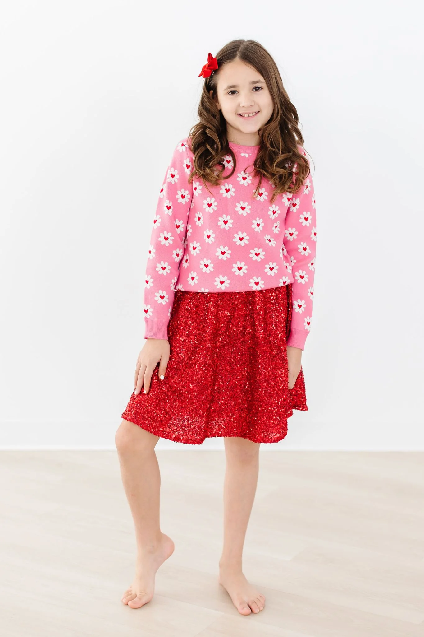 Girls Red Sequin Skirt