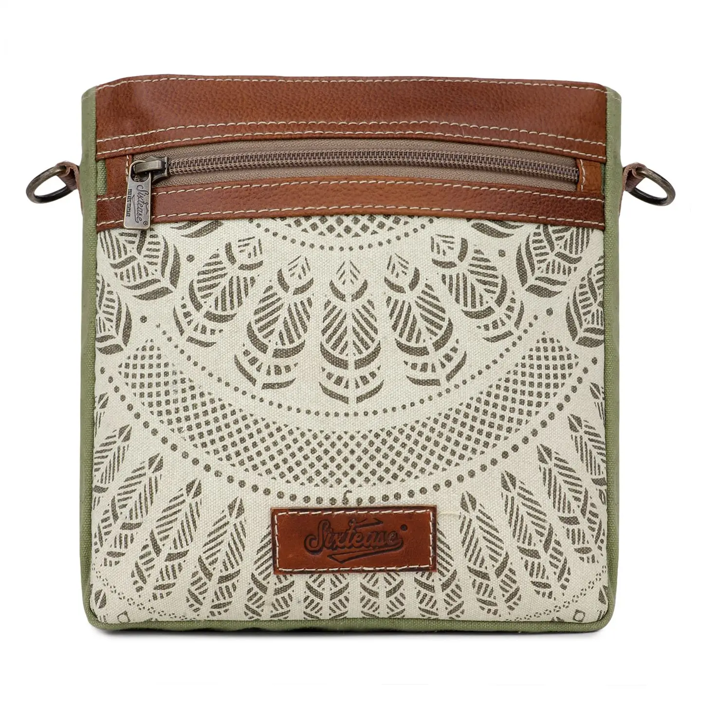 Women's Square Crossbody Bag - Sage Feathers