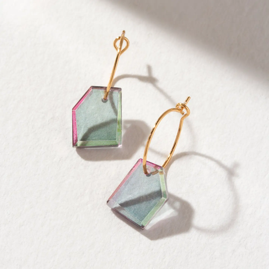 Geometry Mini Hoop Earrings - Mystic Quartz