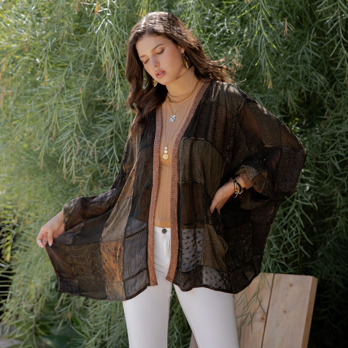 Statement Kimono With Vintage Patches