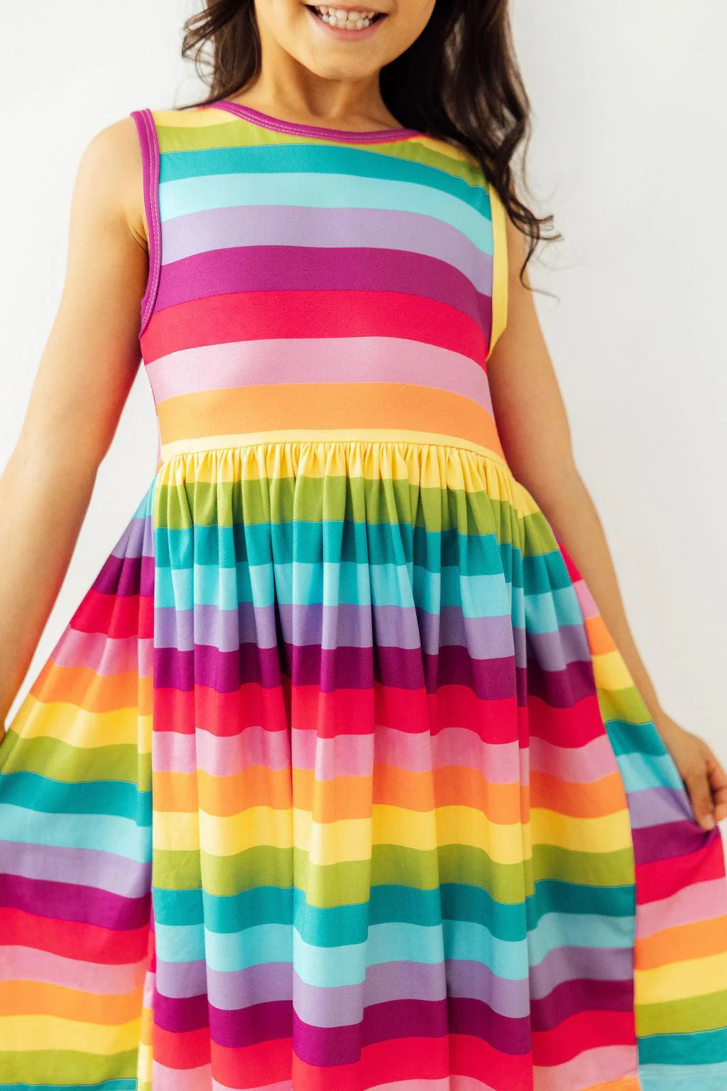Girls Cheerful Stripes Tank Dress
