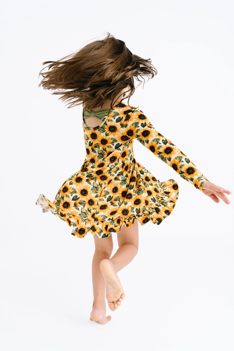 Girls Wild Sunflower Bamboo Dress