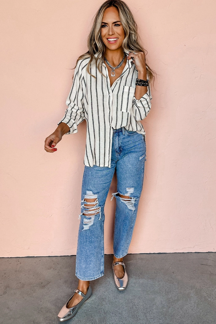 Striped Oversized Button Down Shirt