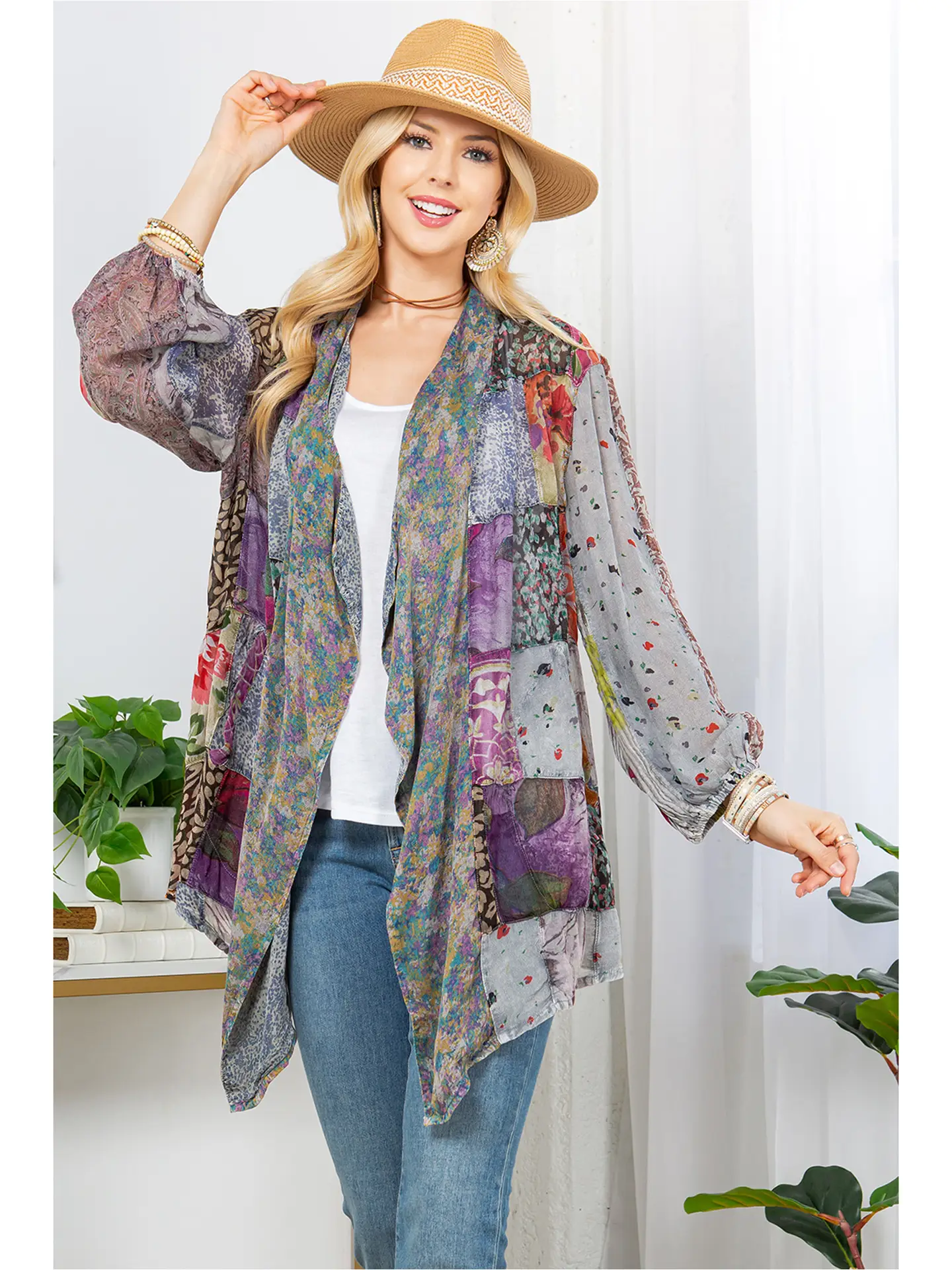 Overdyed Patchwork Kimono Shrug