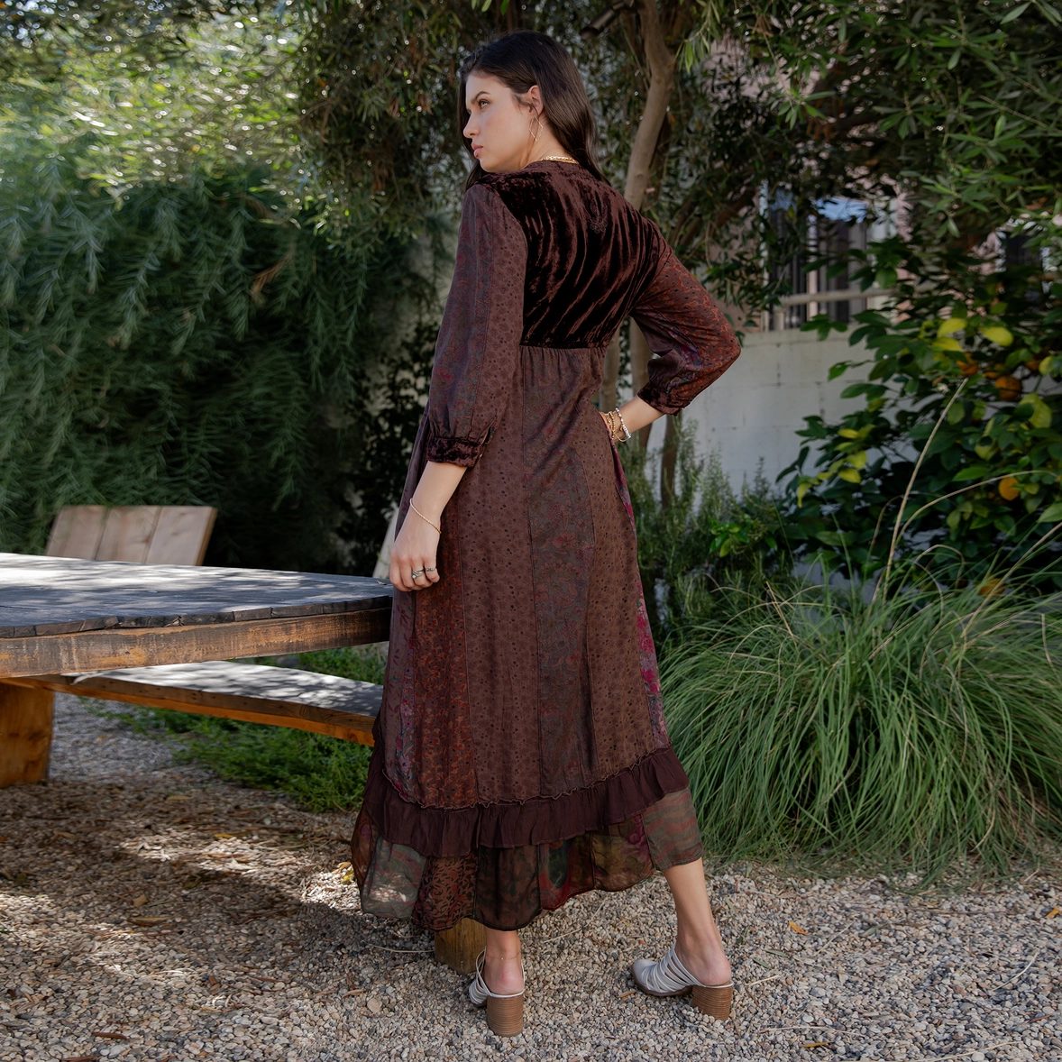 Boho Fusion Ruffle Wrap Dress