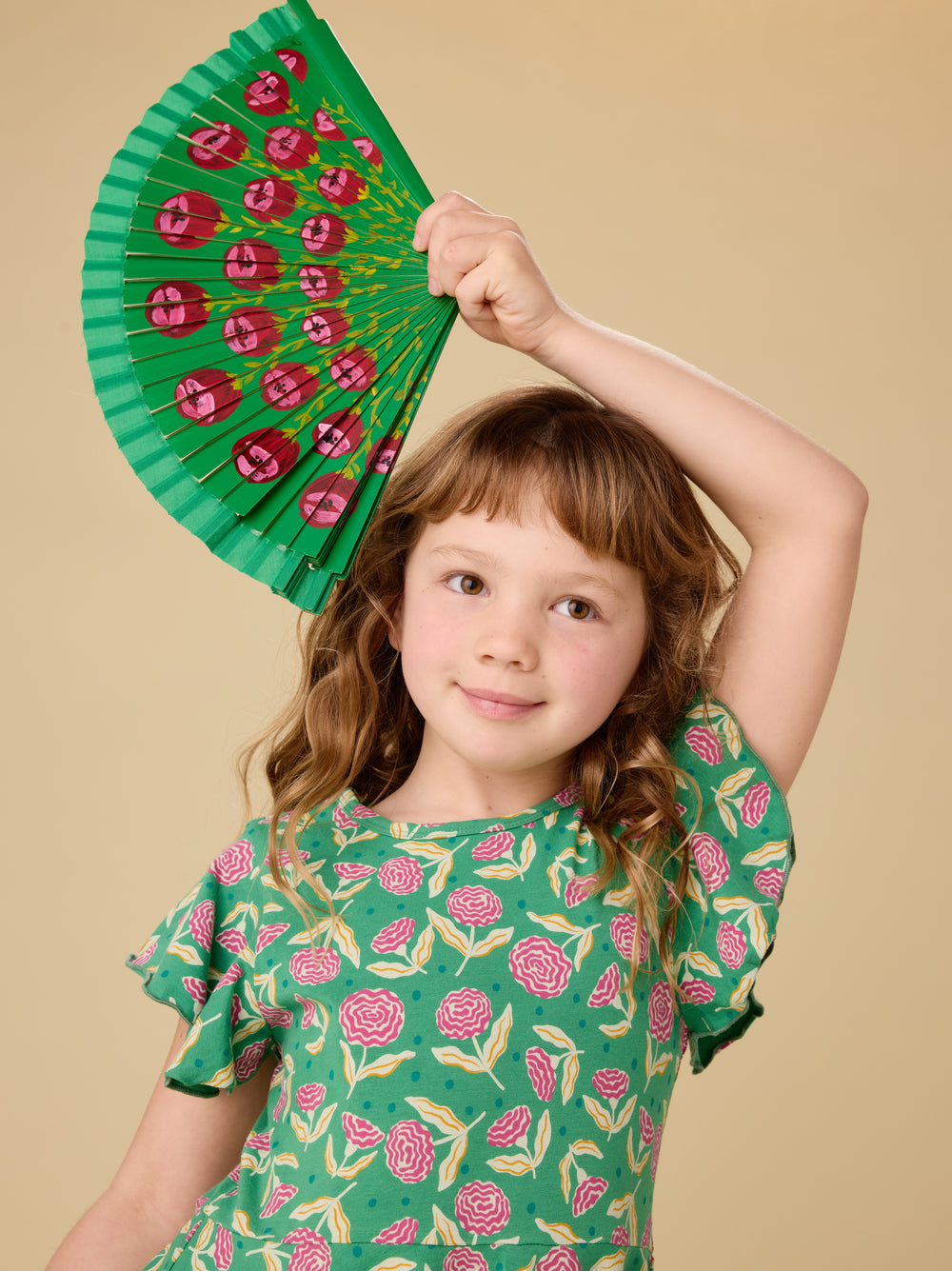 Girls Carnation Flutter Sleeve Dress