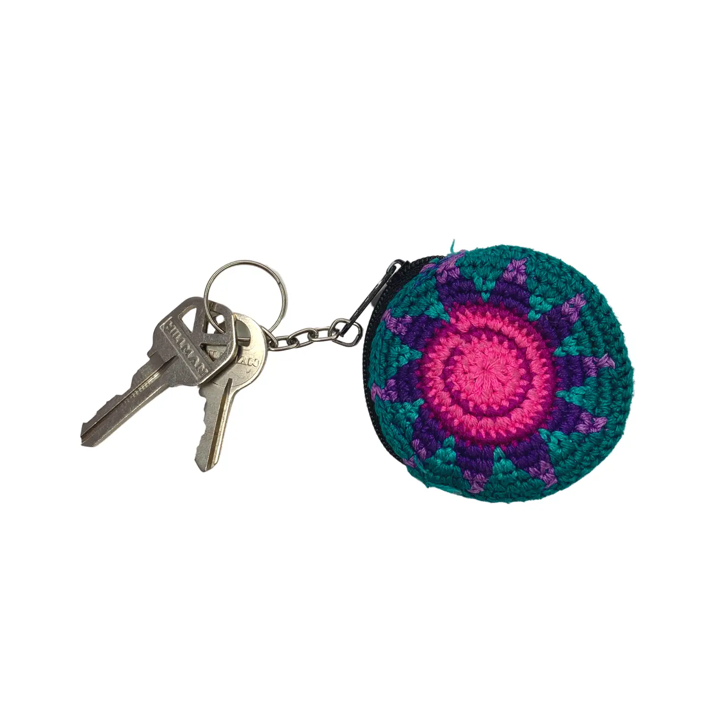 Earbud Crochet Circle Keychain