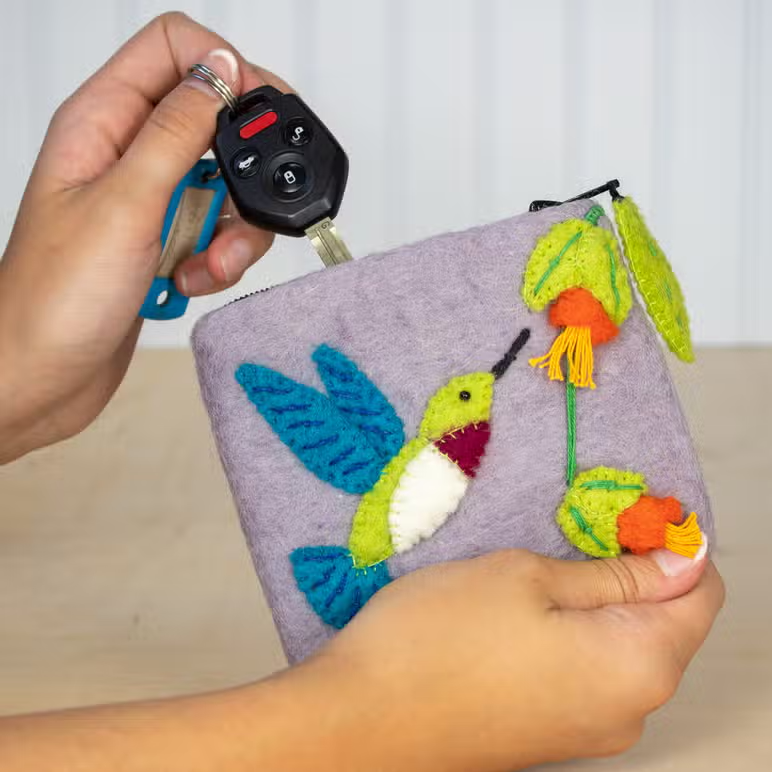 Felted Coin Purse - Hummingbird