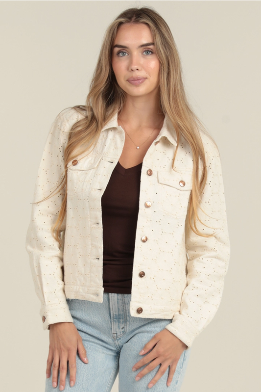 Eyelet Embroidered Denim Jacket