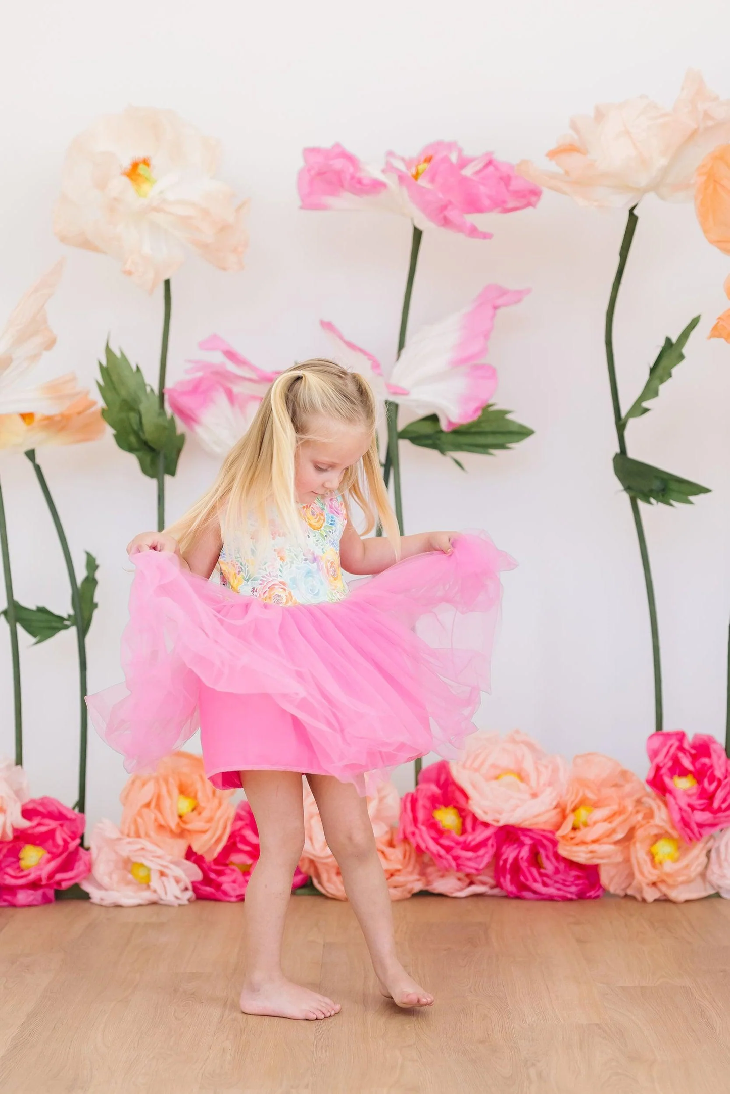 Rainbow Floral Tutu Dress