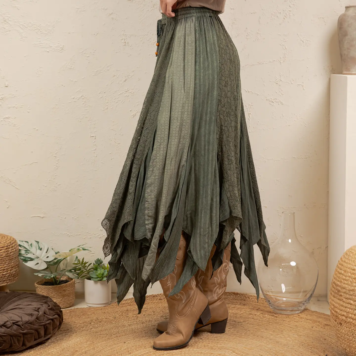 Handkerchief Hem Patchwork Skirt