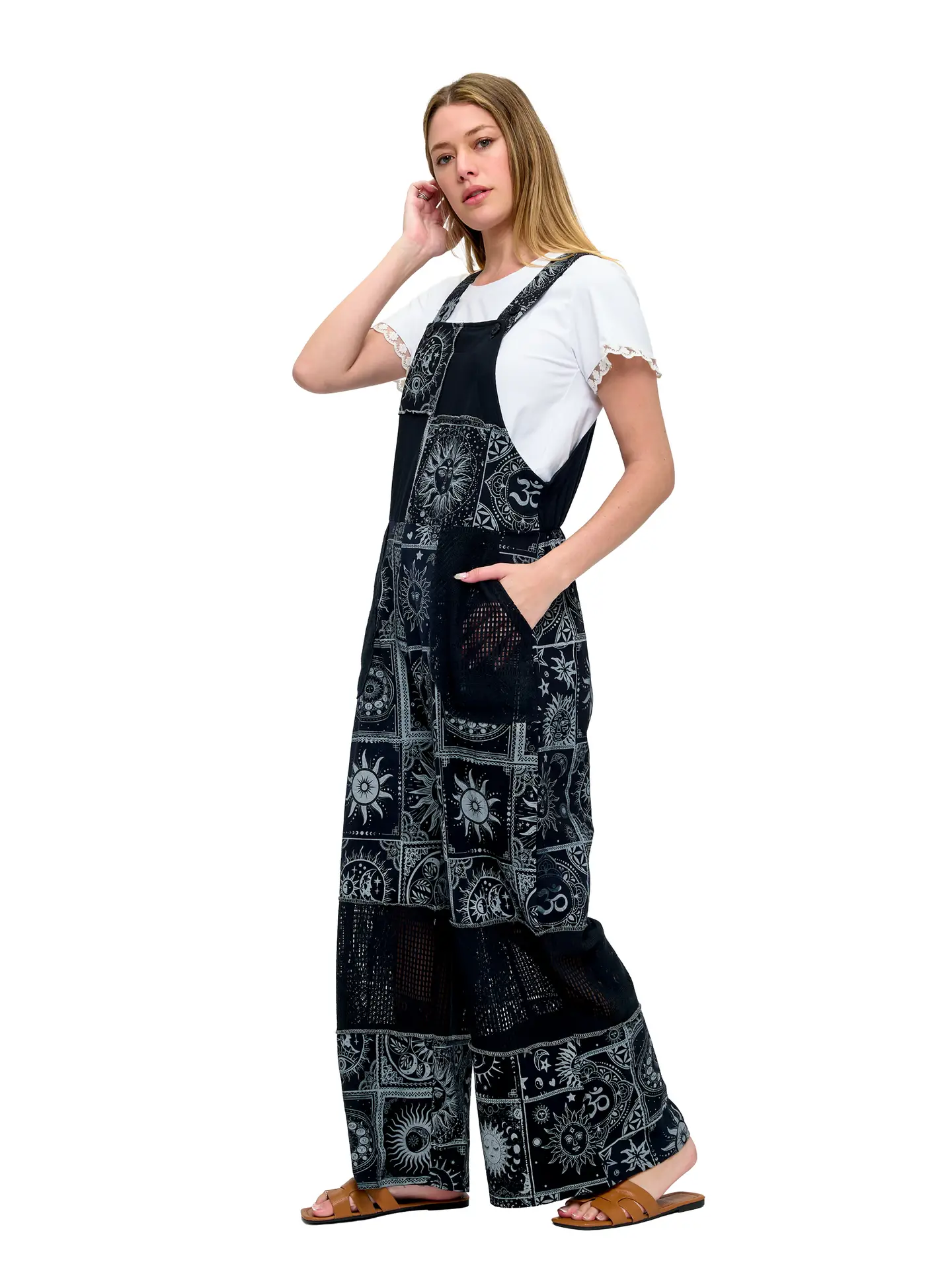 Celestial Om Patchwork Overalls