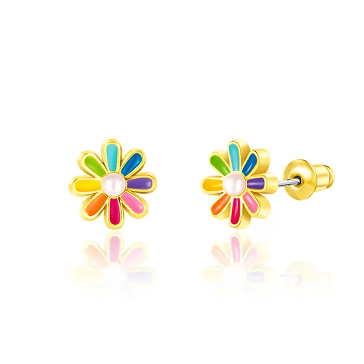 Rainbow Daisy Stud Earrings