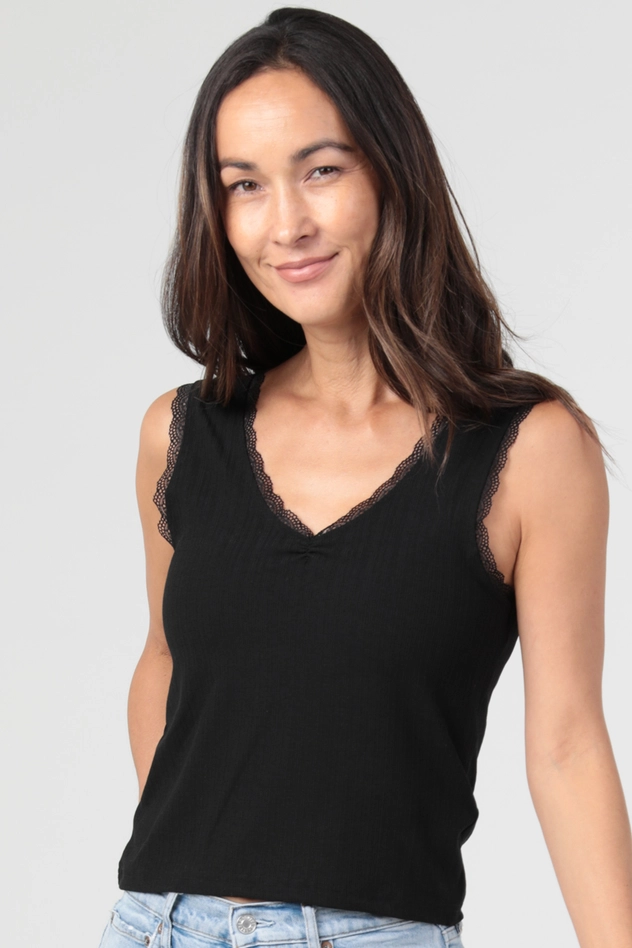 Cinch Bust Lace Trim Tank