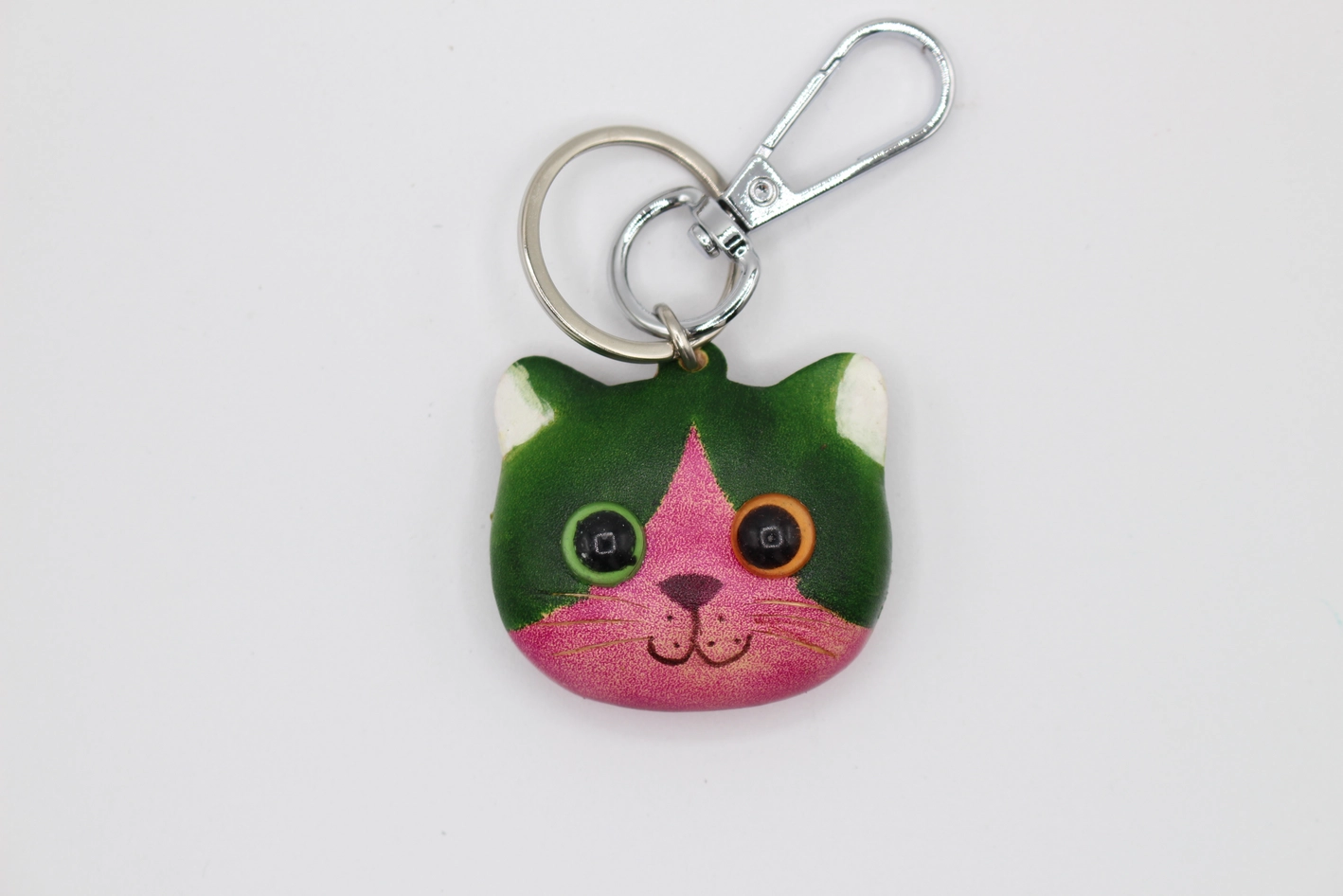 Leather Keychain Kitty Cat Head