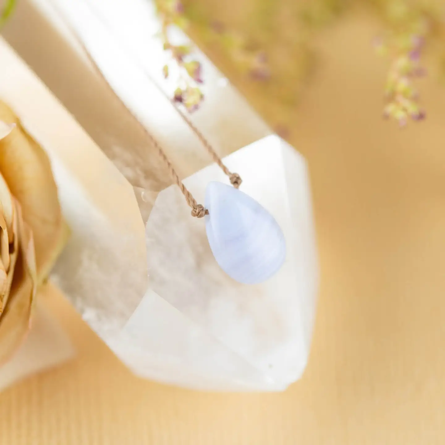 Luxe Necklace Blue Lace Agate for Confidence