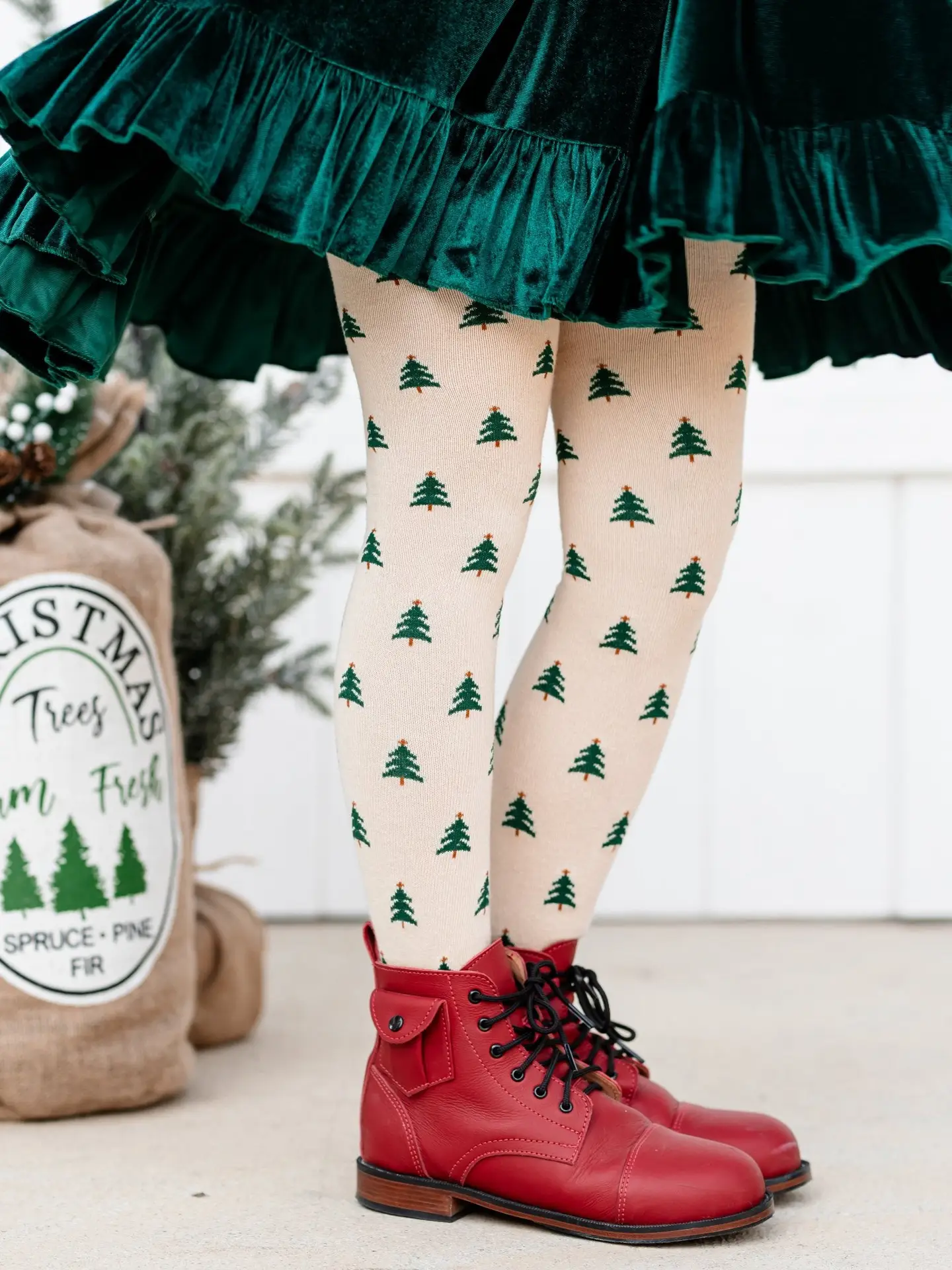 Girls Knit Tights - Noble Trees