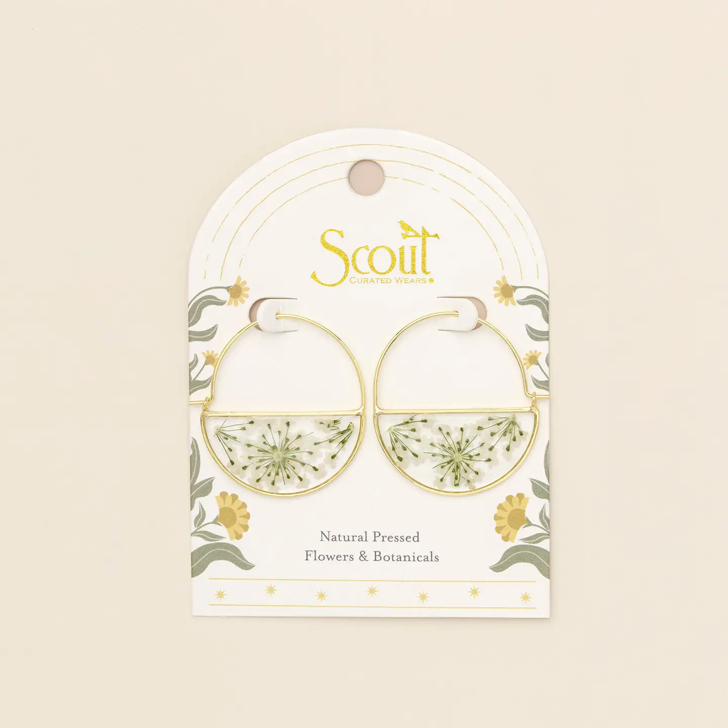 Pressed Flower Hoop Earrings