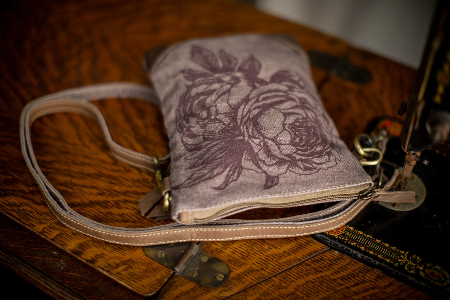 Peony Upcycled Canvas Small Sling Bag