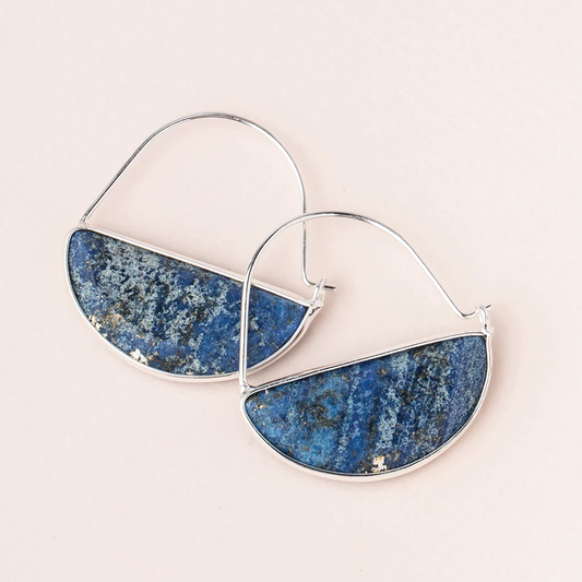 Stone Prism Hoop Earrings Lapis