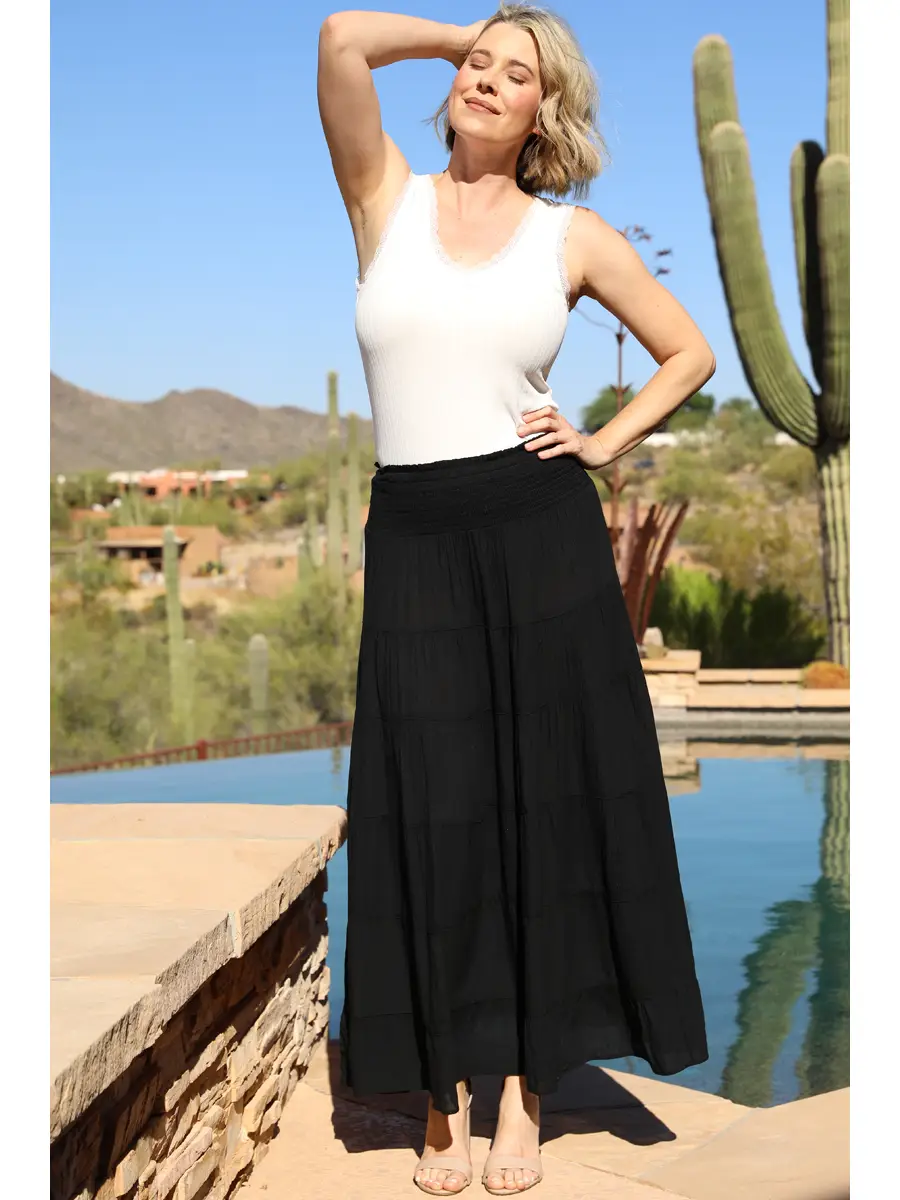Tiered A Line Maxi Skirt
