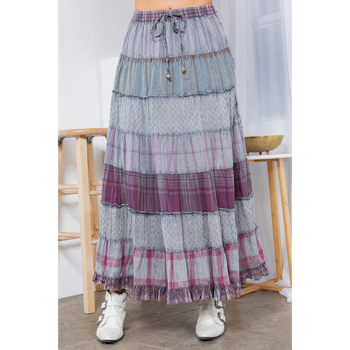 Vintage Vibes Crinkled Tiered Skirt