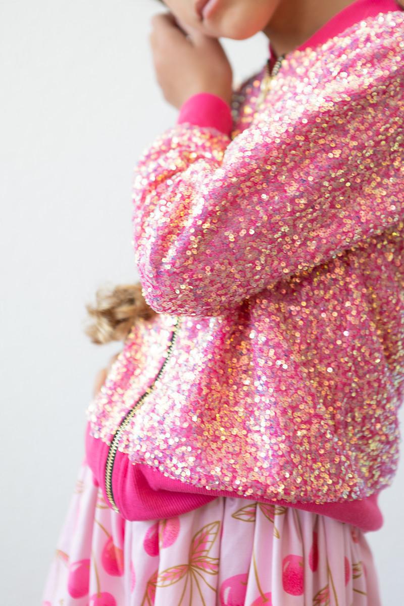 Girls Hot Pink Sequin Jacket