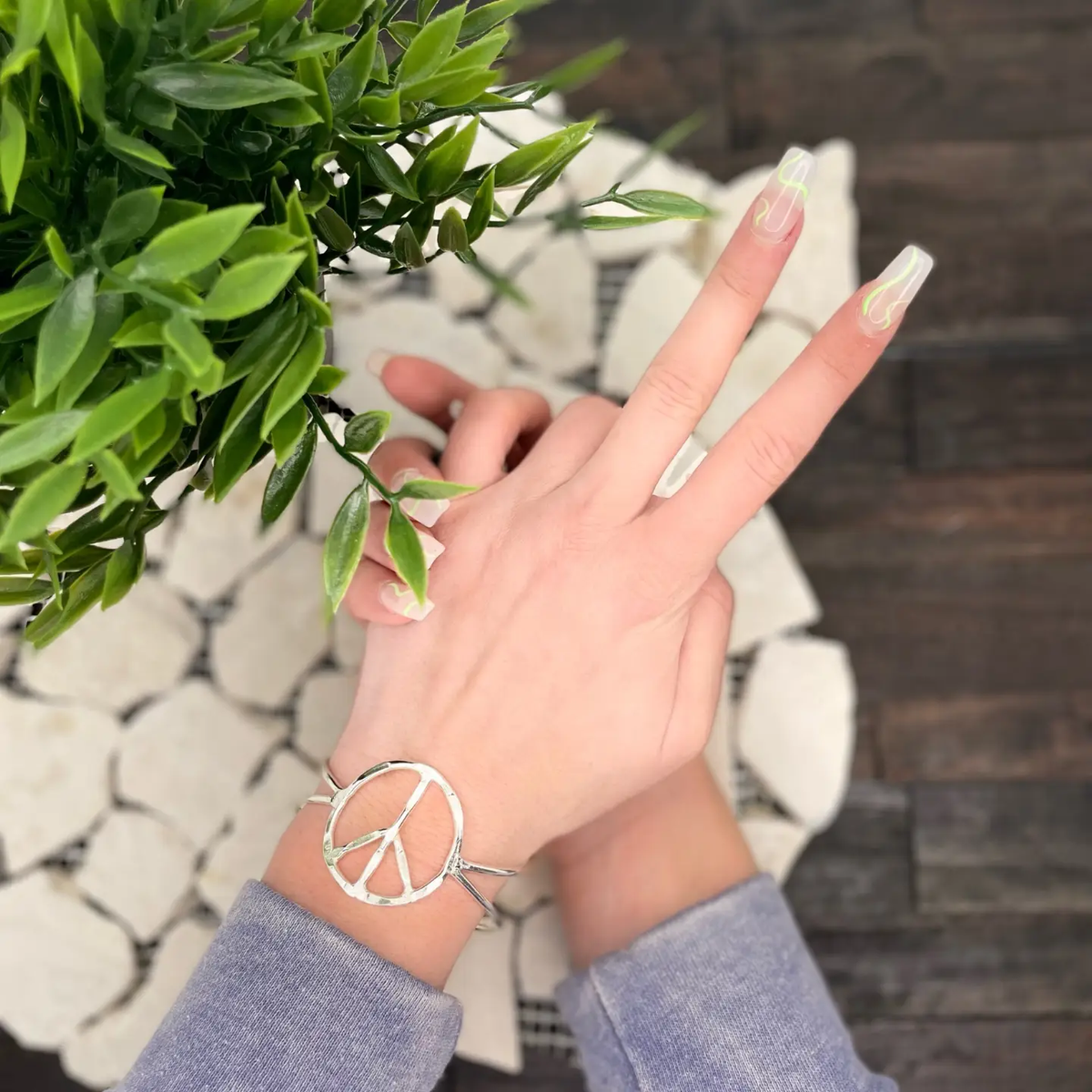 Peace Sign Cuff Bracelet